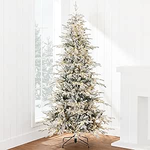 Best Choice Products Lighted Aspen Christmas Tree, 4.5ft Flocked Artifical Noble Fir, Pre-Lit White & Multicolored LED Lights Premium Holiday Décor