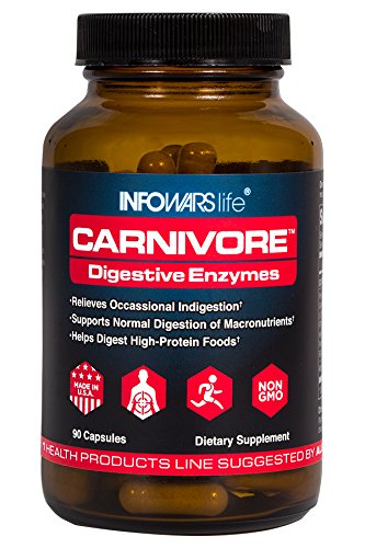 Infowars Life - Carnivore Digestive Enzymes (90 Capsules) – Helps Digest High-Protein Foods, Relieves Indigestion & Supports Normal Digestion of Macronutrients