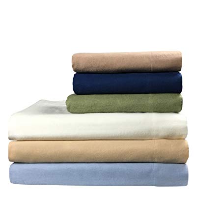 Seraglio Flannel Fitted Sheet, Queen, Blue, 100% Brushed Cotton, 160 GSM, 1 Fitted Sheet (60"x80") Fitted Blue