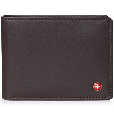 Alpine Swiss Mens Leather Flipout ID Wallet Bifold Trifold Hybrid