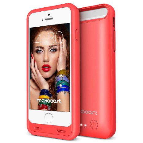 iPhone 6S Battery Case Maxboost VIVID Series Protective Battery Charging Case for iPhone 66S 3100mAh iPhone Portable Charger External Power Case - Vermilion Red