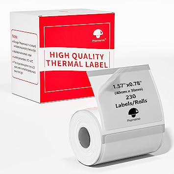 Transparent Thermal Label Paper, Round Multi-Purpose Label for Phomemo M110/M220/M120/M200/M221 Label Printer, Self-Adhesive Thermal Printer Paper, 1.57"x1.18"(40x30mm) 180 Labels/Roll, Clear