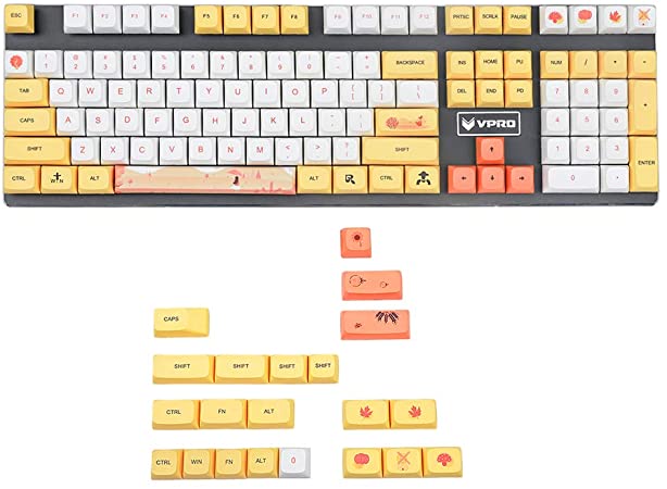 YMDK 129 Key Autumn Dye Sub ZDA Ball Shape PBT Keycap Similar to XDA for MX Keyboard 104 87 61 Melody 96 KBD75 ID80 GK64 Tada68（Only Keycap）