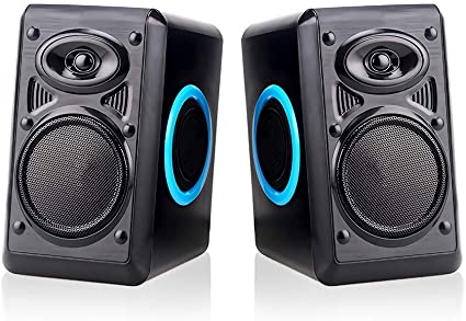 Computer Speakers with Deep Bass,USB Powered 2.0 Channel Stereo Multimedia Speaker,6W Drivers and in-Line Volume Control for PC,TV, (167 Blue)