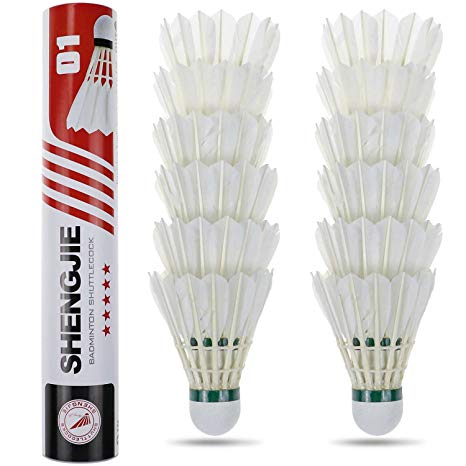 Philonext Badminton Shuttlecocks, 12Pcs Goose Feather Shuttlecocks Stable & Durable Sports Training Badminton Balls for Indoor Outdoor Game, White