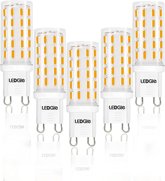 LEDGLE G9 6W LED Light Bulbs, Non-dimmable 2800K Warm White Light No Flicker, 60W Traditional Bulb Equivalent, 5 Pcs