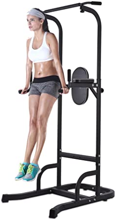 ONETWOFIT Multi-Function Power Tower Adjustable Height Home Fitness Workout Station Dip Stands Pull up Bar Push Up-Weight Capacity 330lbs OT084