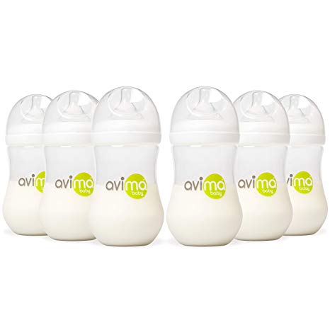 Avima Baby 6 Pack 9 oz. Anti-Colic Wide Neck Bottles with Stage 2 Medium Flow Nipples