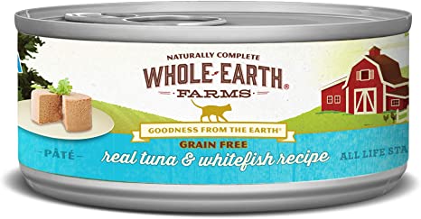 Whole Earth Farms Grain Free Wet Cat Food Pate Recipe, Tuna & Whitefiesh, 24 Count