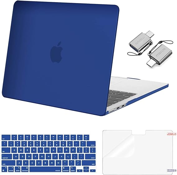 MOSISO Compatible with MacBook Air 13.6 inch Case 2022 2023 Release A2681 M2 Chip Liquid Retina Display Touch ID, Plastic Hard Case&Keyboard Skin&Screen Protector&Type C Adapter 2 Pack, Royal Blue