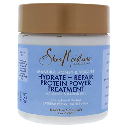 Shea Moisture Manuka Honey and Yogurt Hydrate Plus Repair Protein Power for Unisex Treatment, 8 Ounce