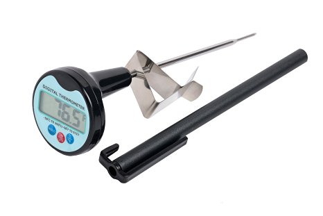 Digital Meat Cooking Thermometer, Candy Thermometer, Stainless Steel Pot Clip and Battery Included