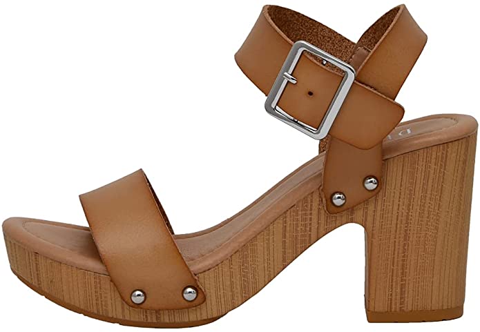 Dunes Women's Sydney Faux Wood Sandal  Memory Foam Insole & LiteSole Technology