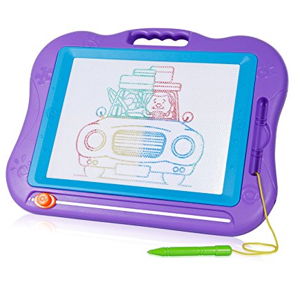 SGILE Large Magnetic Drawing Board - Erasable Colorful Scribble Board Magna Doodle Writing Etch Sketch Pad Learning toys for Kids Children Toddlers Baby/Kids Skill Development 44×34 cm, Purple