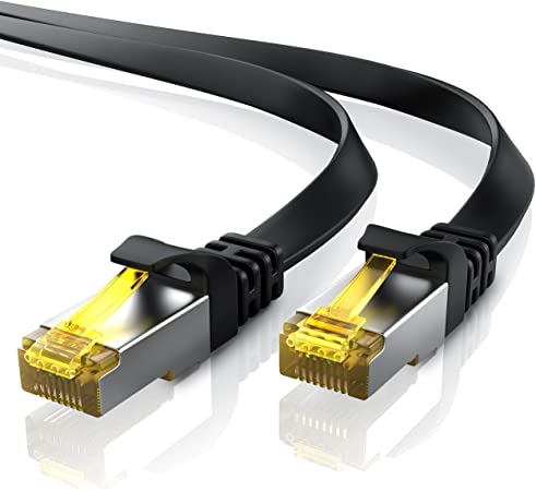 Primewire 0,25m CAT 7 Network Cable Flat Design - Ethernet Cable - Gigabit LAN 10 Gbit s - patch cable - flat cable - installation cable- Cat. 7 raw cable U FTP PIMF shielding with RJ45 connector