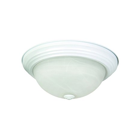 Yosemite Home Decor JK101-11WH 2-Light Flush Mount with Marble Glass Shade, White Frame, 11-Inch