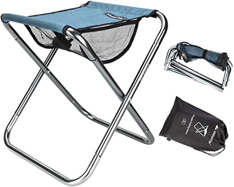 Folding Fishing Stool,Lightweight Camping Stools,Collapsible Portable Compact Travel Stools Fold Camp Chair Stool for Walking Hiking Hunting (Blue, XL:13 x14 x16inch)