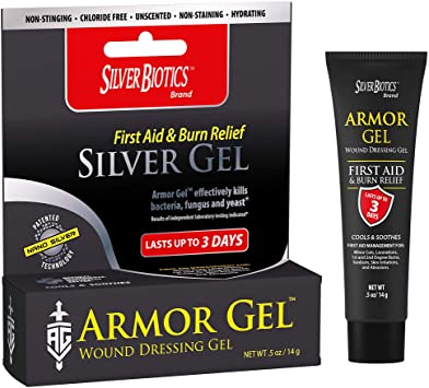 American Biotech Labs - Silver Biotics - Armor Gel Wound Dressing Gel - First Aid and Burn Relief Silver Gel - 0.5 oz.