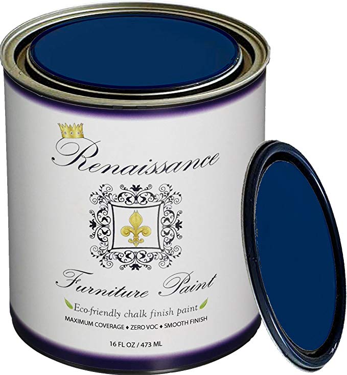 Renaissance Chalk Finish Paint - Black Indigo 1 Pint (16oz) - Chalk Furniture & Cabinet Paint - Non Toxic, Eco-Friendly, Superior Coverage