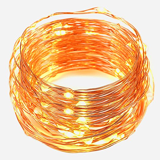 SOLLA 30 LED String Lights Battery Operated,Copper Wire Lights,Super Bright LED Rope Light,9.8ft,Warm White,4-Set