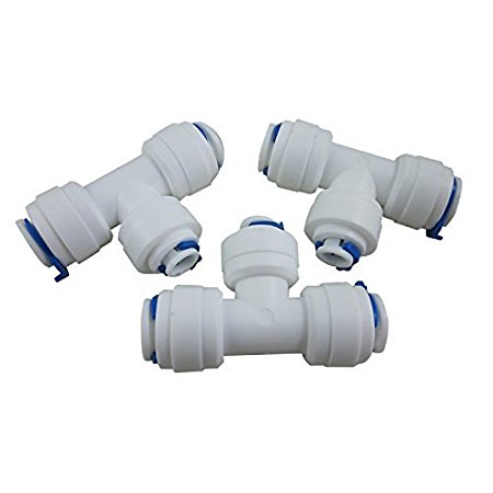 DIGITEN 3/8" 3/8" 1/4" 3-Way Reducing Tee Tube Quick Connect for RO Reverse Osmosis (Pack of 3)