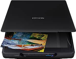 Epson Perfection V39 II Color Photo and Document Flatbed Scanner with 4800 dpi Optical Resolution, Scan to Cloud, USB Power and High-Rise, Removable Lid (Renewed)