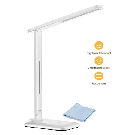 Topelek Desk Light, 42 LED Table Lamp with 3*3 Adjustable Brightness Modes, Energy-efficient and Eye-Caring, Sensitive Touch Control, Warm/Cool Brightness, Portable and Compact for Working [White]