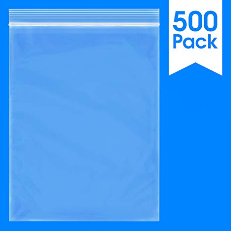 500 Count - 9 X 12, 2 Mil Clear Plastic Reclosable Zip Poly Bags with Resealable Lock Seal Zipper by Spartan Industrial (More Sizes Available)
