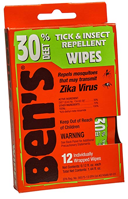Ben's 30% DEET Mosquito, Tick and Insect Repellent Wipes, Pack of 48