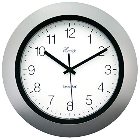 LA Crosse Technology Insta-Set Wall Clock, 10", Silver