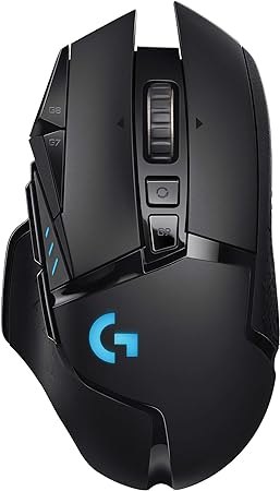 Logitech G502 Lightspeed Wireless Gaming Mouse, 25K Hero Gaming Sensor, 25600 DPI, RGB, Ultra-Light, 11 Programmable Buttons, Long Life Battery, PowerPlay-Compatible, PC - Black