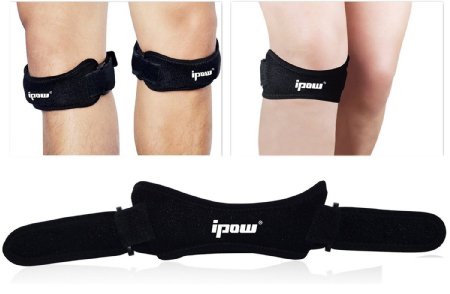 Set of 2, Ipow® Fully Adjustable Jumpers's Knee Patellar Tendon Support Strap Band.- Knee Support Brace Pads Fit Running,basketball Outdoor Sport