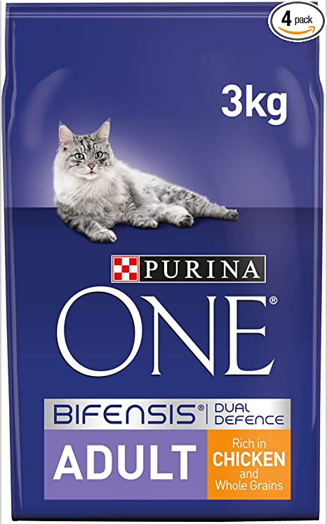 Purina ONE Adult Dry Cat Food Chicken & Wholegrains 3kg (Case of 4)