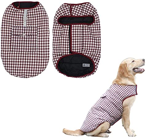 Harelgrow Dog Jacket,Outdoor Sports Winter Coat,Plaid Warm Pet Vest for Small Medium Large Dogs