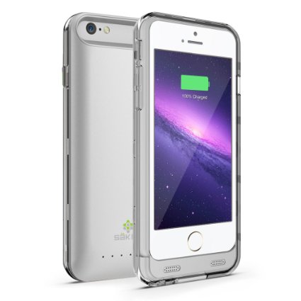 ** LIMITED TIME SALE PRICE ** iPhone 6s 6 Battery Case SILVER Säkra - MFi Apple Certified - Doubles Battery Life of iPhone 6s 4.7 inches - Impact Protection from Drops & Falls - Rapid Charging Ultra Slim Case w/ 3100mAh Capacity
