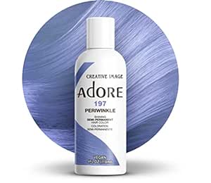 Adore Semi Permanent Hair Color - Vegan and Cruelty-Free Hair Dye - 4 Fl Oz - 197 Peri Winkle (Pack of 1)