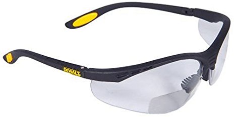 Dewalt DPG59-110C Reinforcer Rx-Bifocal 1.0 Clear Lens High Performance Protective Safety Glasses with Rubber Temples and Protective Eyeglass Sleeve