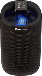 Russell Hobbs RHDH1101B Ozone Free, 750ml/day 2 in 1 Black Dehumidifier/Air Purifier, 20m2 Room Size, LED Lighting & Captures Bacteria, for Home, Kitchen, Basement, Garage, Caravan