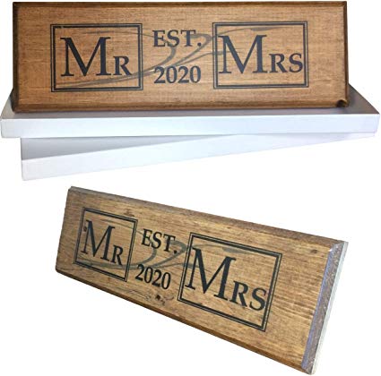 Let the Fun Begin Mr and Mrs Signs 2020, Bridal Shower Gift, Wedding Gifts and Decoration, Gift Box, Hanger and Stand Included