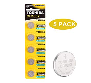 Toshiba CR1632 3V Lithium Coin Cell Battery Pack of 5