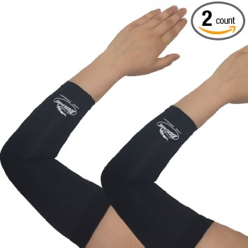 Copper Nylon Compression Fit Support Recovery Elbow Brace Sleeve 2-pc set
