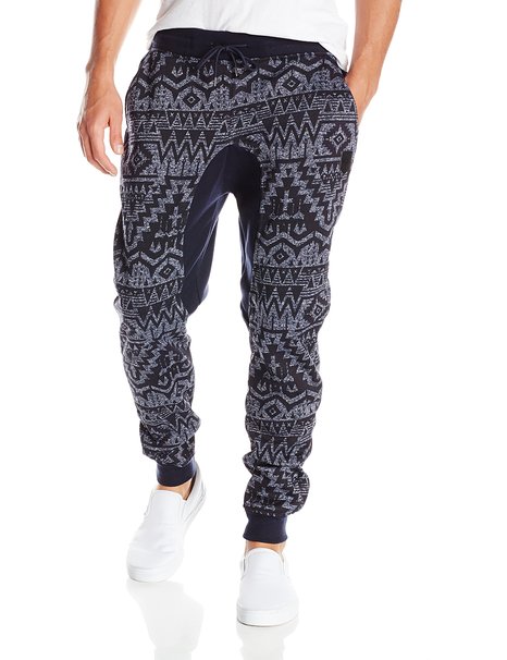 Southpole Men's Jogger Pant Marled Fleece with All Drop Crotch Color-Block