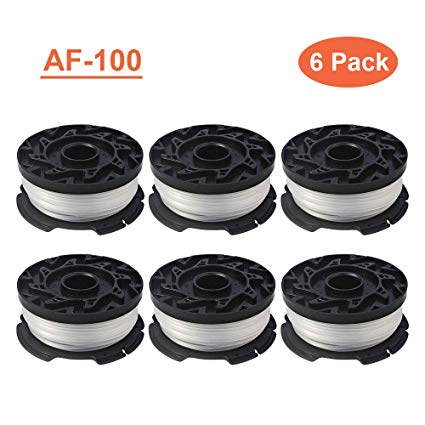 Thten AF-100 Weed Eater Spools Compatible with Black Decker GH900 GH600 String Trimmer Replacement Spool Refills 30ft 0.065” Auto-Feed Single Lines Edger Parts Grass Trimmers (6 pcs)
