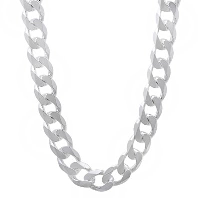 Men's 8mm Real 925 Sterling Silver Cuban Link Curb Chain Necklace