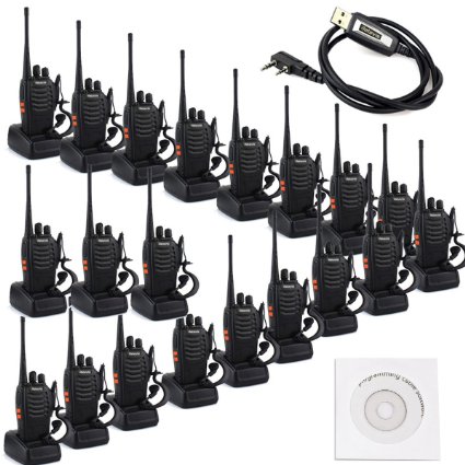 Retevis H-777 2 Way Radio UHF 400-470MHz 3W 16CH VOX with Original Headset,Belt Clip and more (20 Pack) and USB Programming Cable