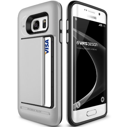 Galaxy S7 Edge Case VRS Design Damda ClipSatin Silver - Card SlotDrop ProtectionHeavy DutyMoney ClipWallet - For Samsung Galaxy S7 Edge SM-G935 Devices