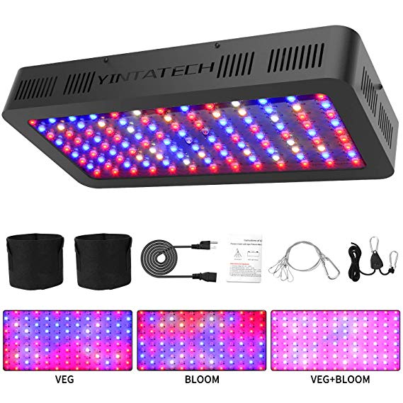 1200W LED Grow Light Full Spectrum, with 130pcs Dual Chips LEDs, Double Switch, Adjustable Rope Hanger, Grow Bags, Daisy Chain Plant Growing Lamp for Hydroponic Greenhouse Indoor Plants Veg and Flower