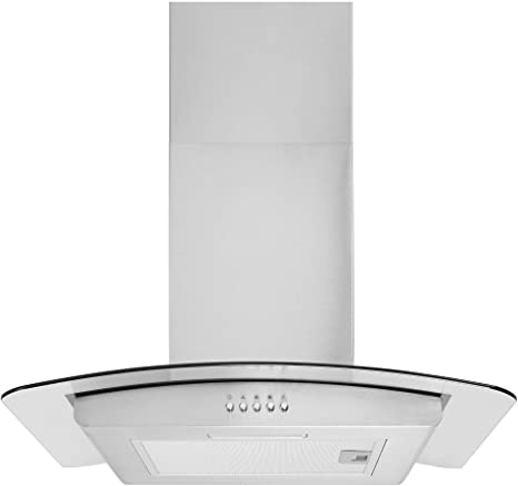 Cookology GHC601SS 60cm Curved Glass Cooker Hood Kitchen Extractor Fan Stainless steel