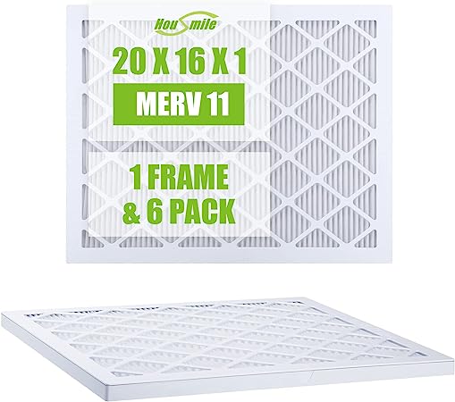 Housmile 16x20x1 Air Filter, AC Furnace Air Filter, MERV 11, MPR 1000, Unique ABS White Plastic Frame, Durable and Easy to Replace, Clean Living Basic Dust, 6 Pack (Exact Size: 19.6" x 15.6" x 0.9")