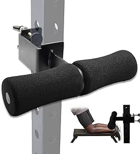 Nordic Hamstring Curl Squat Rack Attachment, with Steel & Foam Padded Ankle Bar, Great for Hamstring Curls, Sit-ups, Bulgarian Split Squat, Ab Workout, Home Gym Fitness Equipment